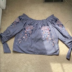 Off shoulder embroidered top